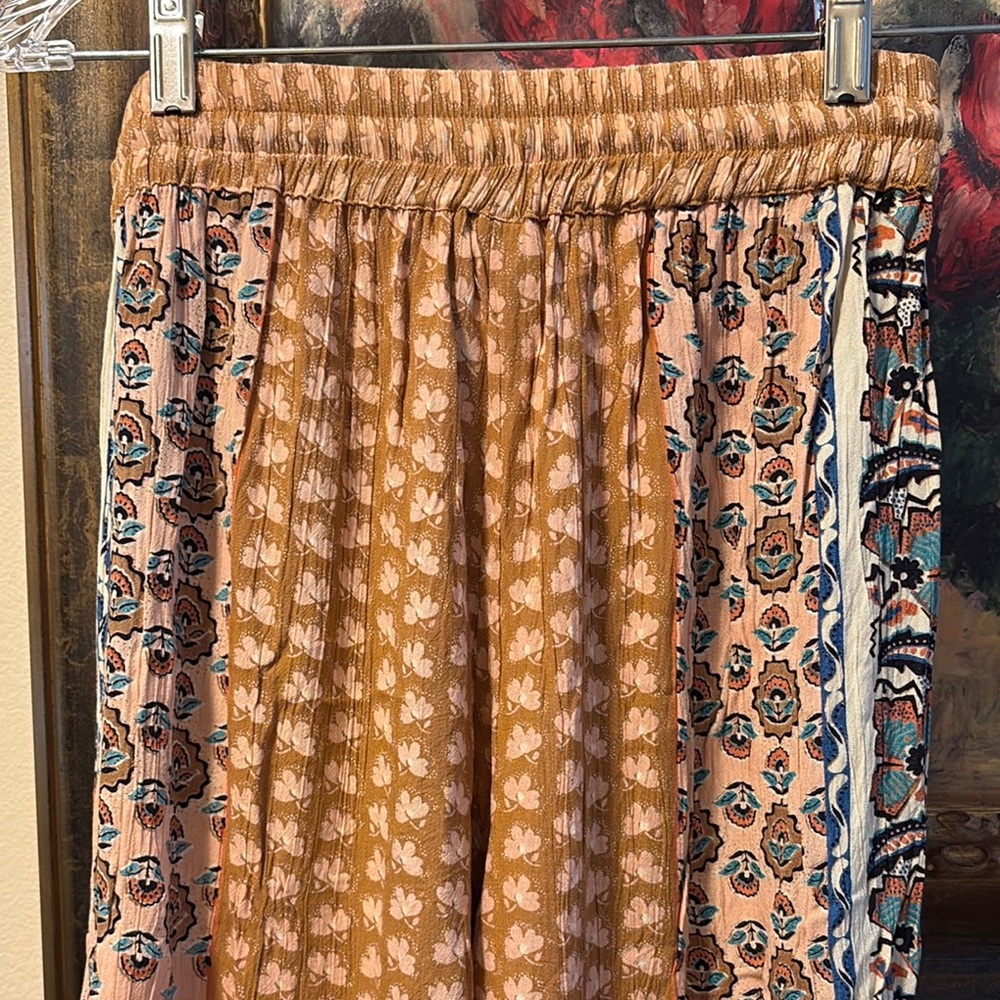 Angie Bohemian crinkly high waist wide leg ruffle hem cropped wide leg pants - Picture 6 of 14